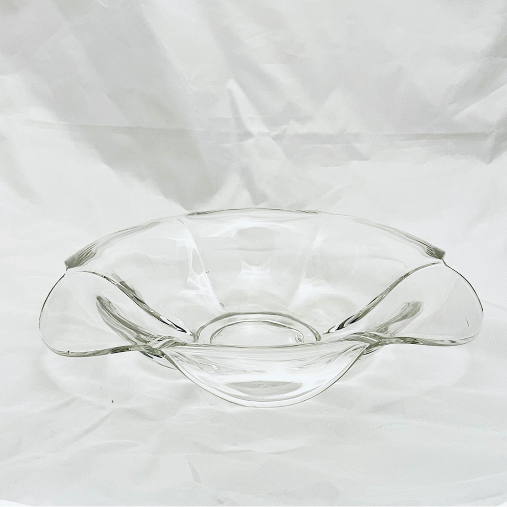 Heisey Glass Clear Console Bowl, Flower Shaped, Vintage EUC
